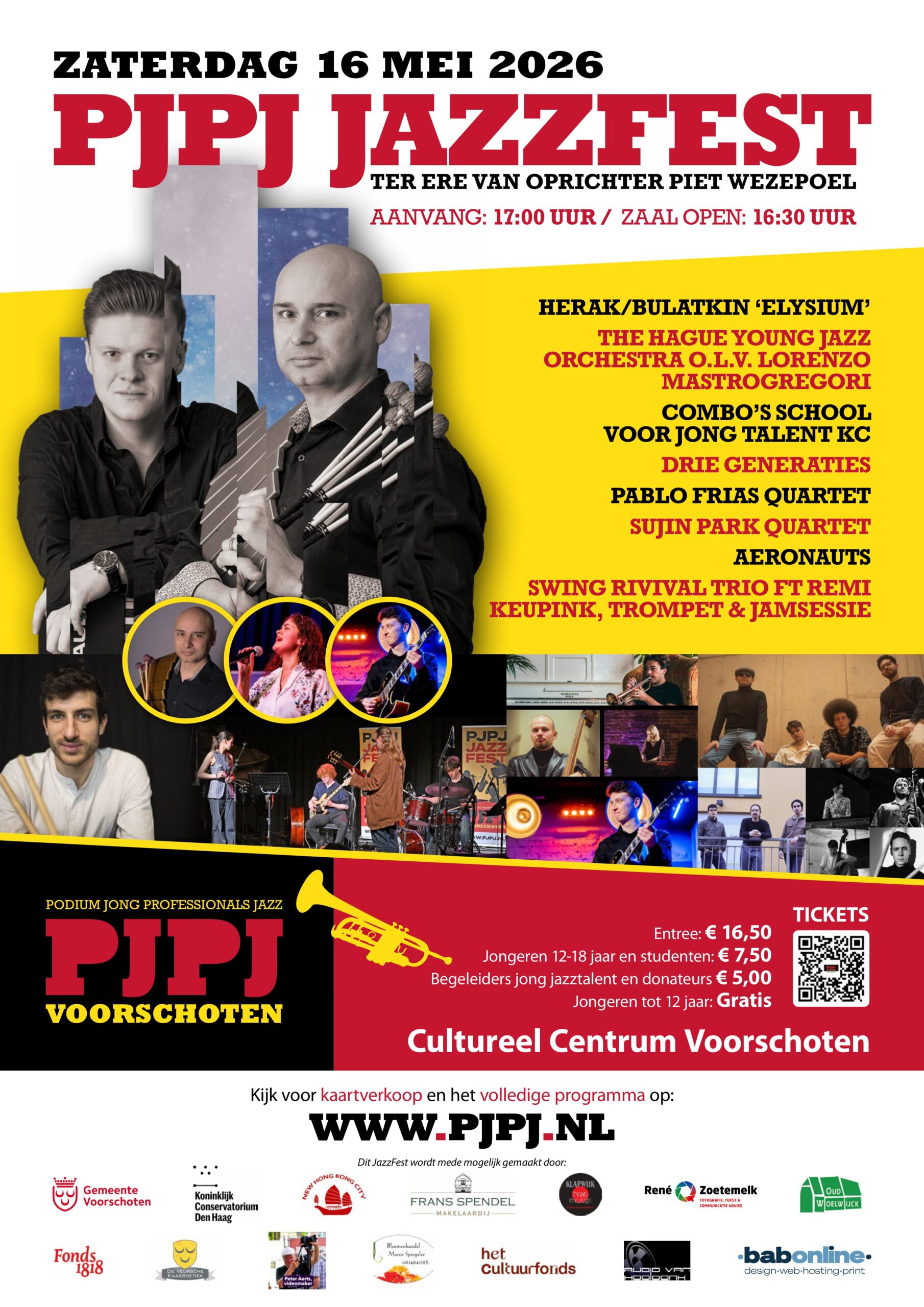 Line up, nieuws en tickets | PJPJ Voorschoten JazzFest 16 mei 2026